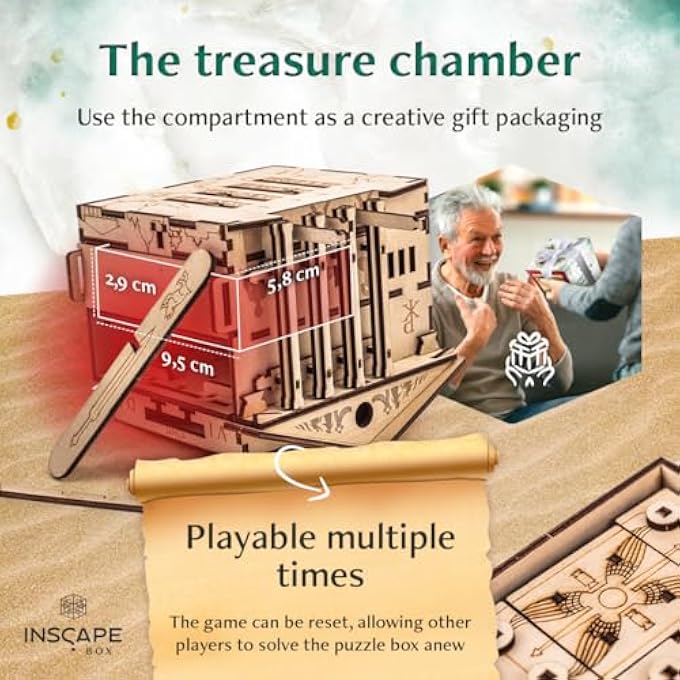 CAESARS RICHES PUZZLE BOX - ESCAPE ROOM IN A BOX FOR ADULTS - 210 PIECE WOODEN PUZZLE BOX WITH HIDDEN COMPARTMENTS - EXPERT LEVEL - AGES 14+ - Image 3